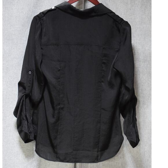 Banana Republic Black Button-Up Utility Blouse - Size 6 - Picture 3 of 3